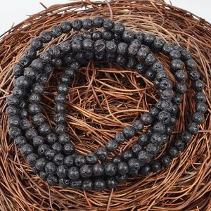 สร้อยข้อมือลูกปัดหินลาวาธรรมชาติขนาด4มม. 6มม. 8มม. 10มม. สร้อยข้อมือกระจายกลิ่นลาวาสีดำ - Product Image 5