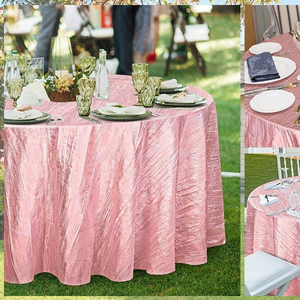 Wholesale Crinkle Fancy Taffeta Round Tablecloth Reusable Wrinkle Texture <strong>Table</strong> <strong>Cover</strong> for Wedding Banquet Hotel Event Decor - Product Image 6