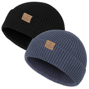 Hot Bán 2Pcs 100% Cotton Unisex Da Thân Thiện Với Tùy Chỉnh Nhãn Hiệu Riêng Hàng Ngày Giản Dị Ngoài Trời Beanie Mũ - Product Image 1