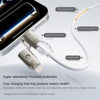 Kabel USB Premium 4 in 1 100W Pengisian Cepat USB a ke Adaptor LType C Chip E Marker untuk iPhone Android Kabel IOS Berjaring