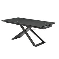 Fabricant chinois de table à manger extensible en céramique noire, ensemble de salle à manger classique avec 6 chaises, plateau moderne en pierre frittée
