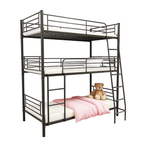 <span class=keywords><strong>Lit</strong></span> <span class=keywords><strong>superposé</strong></span> <span class=keywords><strong>triple</strong></span> <span class=keywords><strong>en</strong></span> acier inoxydable à trois niveaux avec décoration <span class=keywords><strong>en</strong></span> <span class=keywords><strong>bois</strong></span> moderne, gain de place pour le salon et la chambre à coucher - Product Image 1