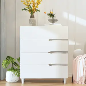 现代木制床头柜床头柜，带4个抽屉，用于卧室，办公室，客厅，白色，13 “D x 23.63” W x 28.94 “H
