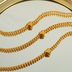 Heart Shape Gold Plated <b>Bead</b> <b>Bracelet</b> Unisex Jewelry Gift Fashion <b>Bracelet</b> - Product Image 2