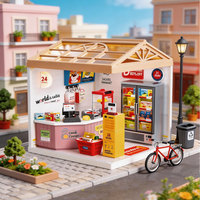 Blocs de construction miniatures pour mini-marché 24h/24, série Journal de la Mini-Ville, briques d'architecture, jouet