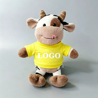 Jouets Songshan : Peluches animales personnalisées de haute qualité avec logo, poupées en tissu imprimées sur t-shirt en polyester, jouets en peluche doux en forme de vache, cadeaux OEM