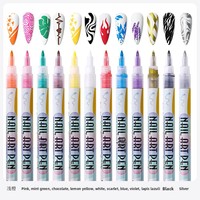 Marqueur professionnel pour la décoration des ongles en plastique, facile à utiliser, sans lampe UV, 24 couleurs, effaçable rapidement, pour salon, usage domestique, beauté, maquillage, manucure