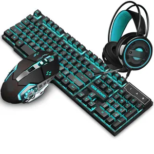 Juego de auriculares con teclado y ratón para videojuegos, con cable, RGB, colorido, retroiluminado, novedad