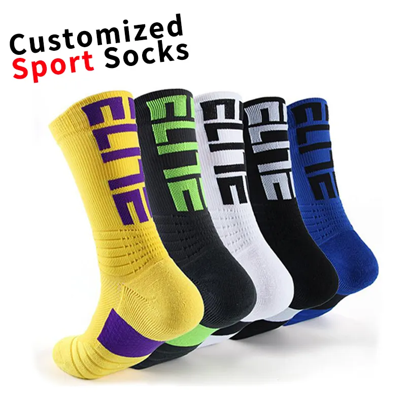 Wholesale Sport Socks Compression Men Fuzzy Half Terry Letter Elite Athletic athletic custom socks basketball sports with logo