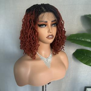 <span class=keywords><strong>Peluca</strong></span> de <span class=keywords><strong>rastas</strong></span> rizadas rubias y naranjas de 16 pulgadas, pelucas trenzadas de encaje corto de ganchillo sintético africano Faux Locs para mujer - Product Image 2