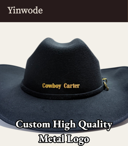 Logo en métal personnalisé hommes feutre hommes Designer femme Denim en vrac Western Jazz Cowboy Cowgirl chapeau pour hommes filles fête <span class=keywords><strong>Concert</strong></span> - Product Image 2