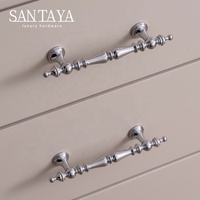 Poignées en laiton Santaya Chrome Luxury Furniture, boutons de tiroir argent brillant, poignées en T pour armoires et placards de cuisine