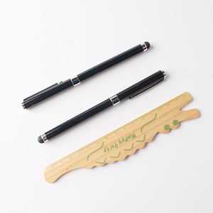 Stylo en métal à encre gel personnalisé noir avec stylet - Product Image 6