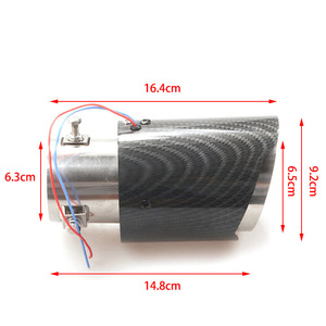 Punta de escape de fibra de carbono de 63 mm con efecto de llama LED de acero inoxidable, universal para coches y motocicletas - Product Image 2