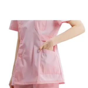 Ensemble deux pièces d'uniforme d'infirmière blanc – Tenue de <span class=keywords><strong>travail</strong></span> pour salon de beauté, dentisterie, pharmacie, soignant – Séchage rapide, évacuation de l'humidité - Product Image 2