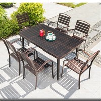 Table et chaises de salle à manger d'extérieur en alliage d'aluminium, design moderne, résistant aux UV, durable, imperméable, résistant au soleil, pour cour, villa, balcon