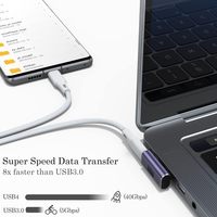 HANTAI HT-121 USB 4.0 90 Derajat Adaptor DC 40Gbps Konektor Sinkronisasi Data Cepat Paduan Aluminium Kompatibilitas Universal PC Laptop