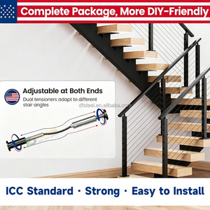 <span class=keywords><strong>Kit</strong></span> de garde-corps complet moderne <span class=keywords><strong>en</strong></span> aluminium noir pré-crimpé amélioré DF 12-16FT 36 pouces pour terrasses et porches – Installation facile - Product Image 1