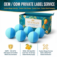 Set de 6 Bombas de Baño Efervescentes de Mango Naturales Hechas a Mano, Botánicas, Hidratantes, Refrescantes y Aromáticas, Experiencia de Baño OEM, Marca Privada