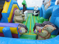 Parc de trampolines gonflables extérieur sur le thème du zoo, en PVC de qualité commerciale, personnalisable en taille