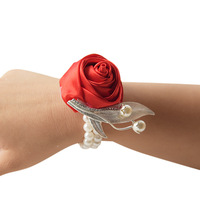 Homme Mariage Boutonnière Soie Roses Poignet Corsage Bracelet Demoiselle D'honneur Fleurs Témoin Boutonnière Costume Accessoires