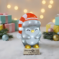 Luce LED 3D a Forma di Pinguino Natalizio con Cappello da Babbo Natale, IP44 Impermeabile, Decorazione per Giardino Esterno e Cortile