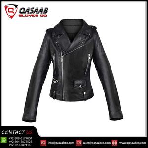 Chaquetas de Motociclista de Cuero Genuino 2026, Ajustadas, Negras, con Cuello Acolchado, para Mujer, Chaqueta de Carreras, Chaquetas de Cuero PU - Product Image 3