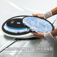 LEADMAX Disque de polissage rond personnalisé en microfibre, grain 40, abrasif moyen pour carrosserie automobile, application de cire humide