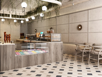 Kiosque Moderne Personnalisé pour Bar à Café, Salon de Crème Glacée et Yogourt Glacé, Écologique, Durable, avec Table et Chaises en Peinture Cuite, Prix Usine, Présentoir