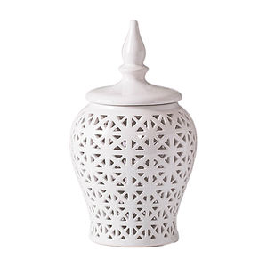 थोक ओएम ओडम घर सजावट सफेद बड़े लंबे पियरयुक्त खोखले खोखले को शादी के लिए अदरक जार के बरतन मिट्टी के बरतन - Product Image 5