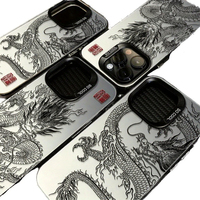Étui de téléphone pour homme en TPU+PC mat avec motif animal, peinture UV, avec étui pour 11/12/13/14/15/16 Pro/Max, coque souple