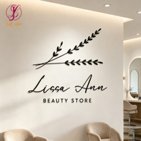 Letrero Luminoso Dorado con Espejo, Letrero Acrílico Personalizado, Luz de Pared 3D, Adhesivo Decorativo con Logotipo, Letrero LED con Letras para Salón de Belleza
