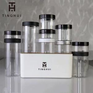 ขวดพลาสติก PET เกรดอาหาร ขนาด 50 มล. 100 มล. 150 มล. 1 ออนซ์ 4 ออนซ์ 6 ออนซ์ 8 ออนซ์ 12 ออนซ์ 16 ออนซ์ สำหรับครีมเครื่องสำอาง เจลใส่ผม สครับขัดผิว บัตเตอร์ พร้อมฝาสีดำ - Product Image 1