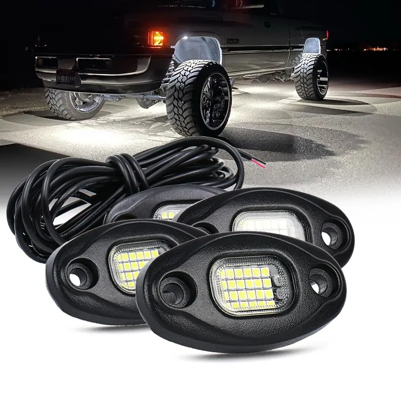 LLevo wholesale ip68 waterproof car accessories pure white underglow lights 24w rock light pod