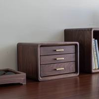 Organisateur multi-tiroirs en bois de noyer noir en gros, rangement de bureau en bois avec logo personnalisé