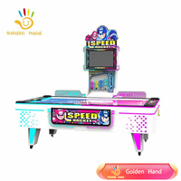 Table de jeu de hockey sur air Golden Hand Speed Hockey à monnayeur, éclairage 240W, 2 joueurs, plastique, métal, espagnol, japonais