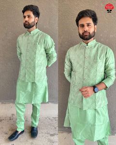 Pijama de diseñador para hombre Koti Kurta listo para usar en el mejor conjunto de 5 colores de tendencia listo para usar Kurta Koti - Product Image 4