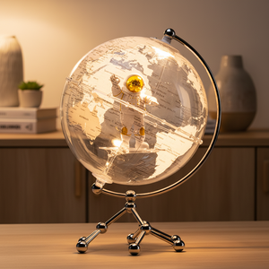 Globo giratorio <span class=keywords><strong>del</strong></span> mundo <span class=keywords><strong>del</strong></span> plástico <span class=keywords><strong>del</strong></span> hierro <span class=keywords><strong>de</strong></span> la moda con la decoración ligera <span class=keywords><strong>del</strong></span> soporte <span class=keywords><strong>del</strong></span> Metal para el globo <span class=keywords><strong>de</strong></span> la decoración <span class=keywords><strong>del</strong></span> escritorio <span class=keywords><strong>de</strong></span> Hom - Product Image 1