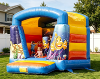 Château gonflable commercial en PVC sur le thème des tortues et des poissons sous-marins, écologique, 4x4x3m, pour enfants, aventure océanique