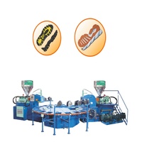 Machine de moulage par injection de semelles de chaussures d'occasion, automatique, rotative, 12 postes, double couleur (2 couleurs), 150-180 paires/h