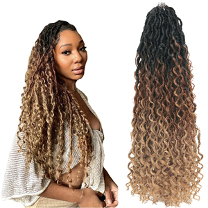 Extensiones <span class=keywords><strong>de</strong></span> Cabello Trenzado <span class=keywords><strong>de</strong></span> Ganchillo Deep Twist para Ondas Boho <span class=keywords><strong>de</strong></span> Playa, Fibra Teñida Resistente al Calor, Cabello a Granel - Product Image 1