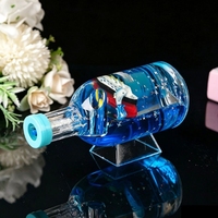 Décoration de table en forme de bouteille flottante lumineuse avec bateau à voile, bouteille ronde avec gouttes d'huile flottantes, porte-stylo pour étudiant, cadeau d'anniversaire