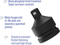 Adaptateur et réducteur de douille à chocs OEM 1-1/2" x 1" en Cr-Mo noir