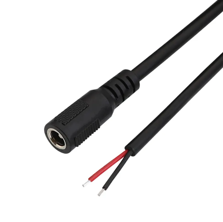 Enchufe de alimentación CC de 5,5x2,1mm, conector hembra a extremo abierto de 2 núcleos, Cable de conector 5521