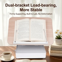 Support de lecture réglable pour bureau, support pour ordinateur portable avec tiroir de rangement, support d'affichage pliable pour la maison et le bureau