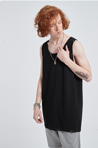 Herrenmode European American High Street Trendy Ärmellose Weste Einfarbiges Patchwork 220g Stricks toff Loose Fit - Product Image 4