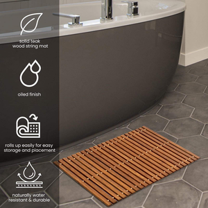 Tapis de salle de bain YUYOU moderne, écologique, antidérapant, en bambou, imperméable, avec garantie <span class=keywords><strong>d</strong></span>'un an - Product Image 3