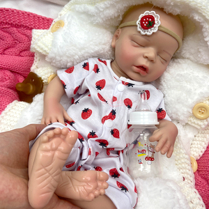 Muñeca Bebé <span class=keywords><strong>Reborn</strong></span> de Silicona de 18 Pulgadas con Boca Ligeramente Abierta, <span class=keywords><strong>Ojos</strong></span> Cerrados con Pestañas, Juguetes Interactivos Exquisitos para Niños - Product Image 4
