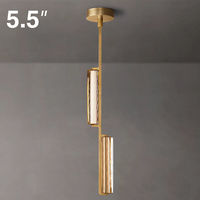 Luminaire suspendu en cristal moderne de 5,5 pouces pour îlot de cuisine, style nordique, petit lustre en laiton et cristal pour salle à manger