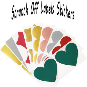 Custom Heart Shape Scratch Off Stickers 7x8cm Kraft Paper DIY Self Adhesive Promotional Activities <b>Matte</b> <b>Varnishing</b> - Product Image 5